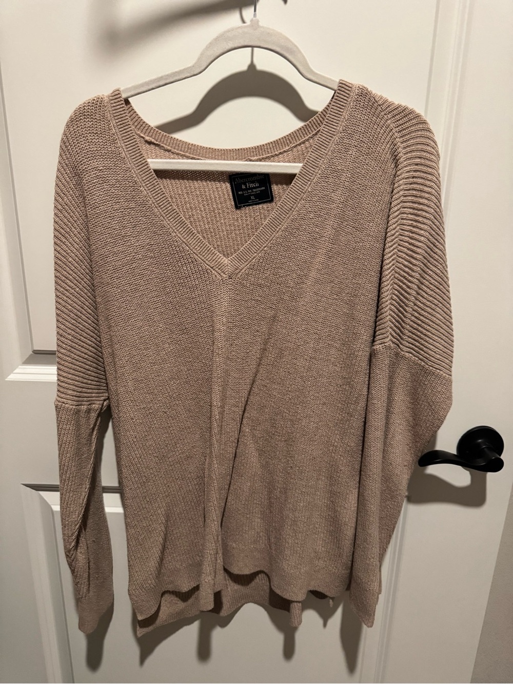 Abercrombie & Fitch Women's V-Neck Sweater in Taupe
